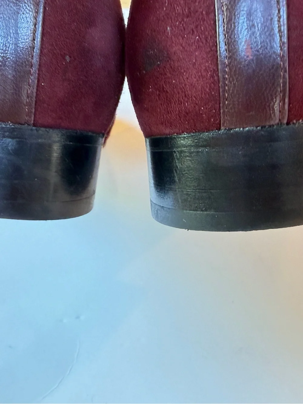 Talbots Burgundy Suede Smoking Loafers Made in Spain Leather Sole
